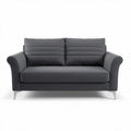 Two-seater sofa in grey fabric with modern design and chrome legs 150 x 80 x 70cm