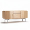 Wooden storage cabinet with sliding doors and metal legs 180 x 45 x 70cm