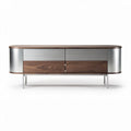 Wood and metal entertainment center with adjustable shelves 150 x 40 x 50cm