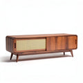 Mid-century modern wooden storage cabinet with sliding doors 120 x 40 x 45cm