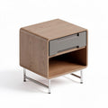 Wooden nightstand with one drawer and open shelf in natural finish 45 x 45 x 50cm
