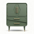 Green wooden storage cabinet with two doors and two drawers 80 x 40 x 110cm