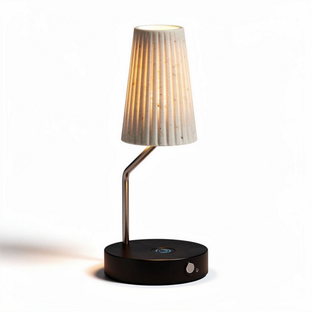 Table lamp with modern ceramic shade and metal base 15 x 15 x 45cm