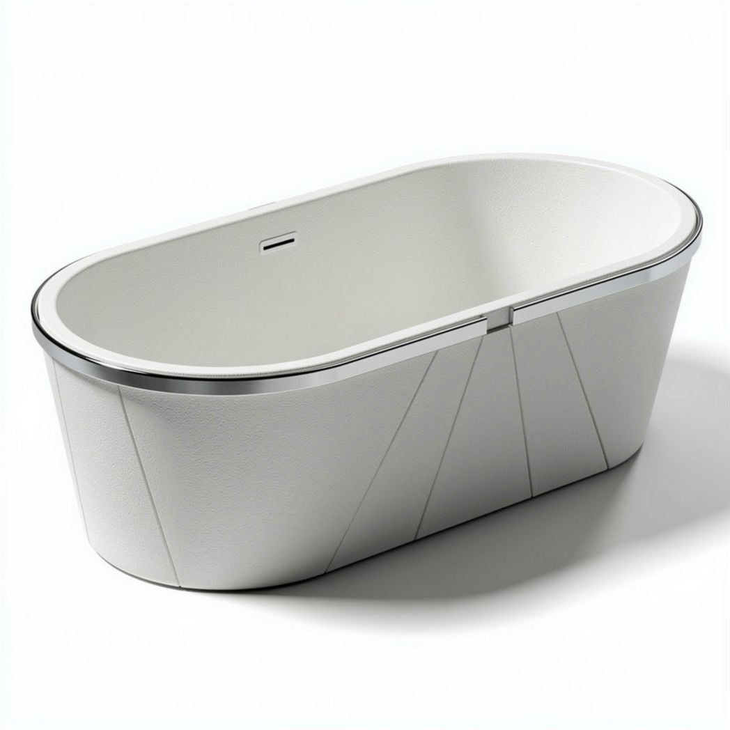 Freestanding white acrylic soaking tub with modern angular design 180 x 80 x 60cm