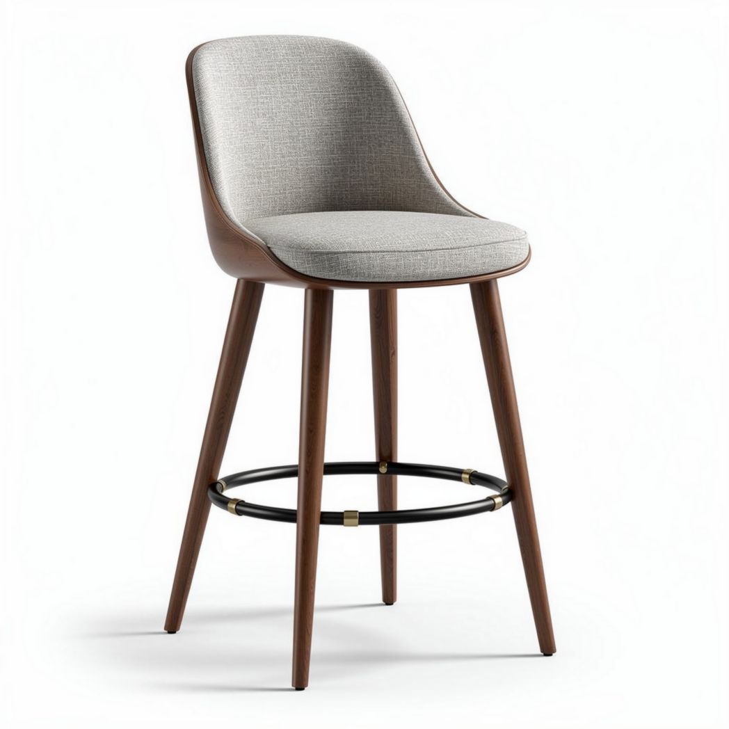 Bar stool with fabric seat and wooden legs 45 x 45 x 105cm