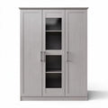 Gray wooden storage cabinet with four shelves and double doors 90 x 40 x 180cm
