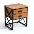 Metal and wood nightstand with two drawers 40 x 40 x 50cm