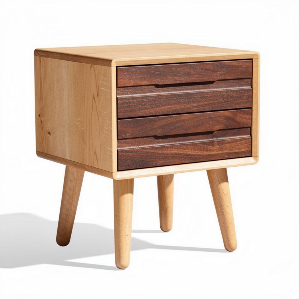 Wooden nightstand with three drawers in natural finish 40 x 40 x 50cm