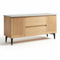Wooden sideboard with textured doors and two spacious drawers 150 x 45 x 75cm